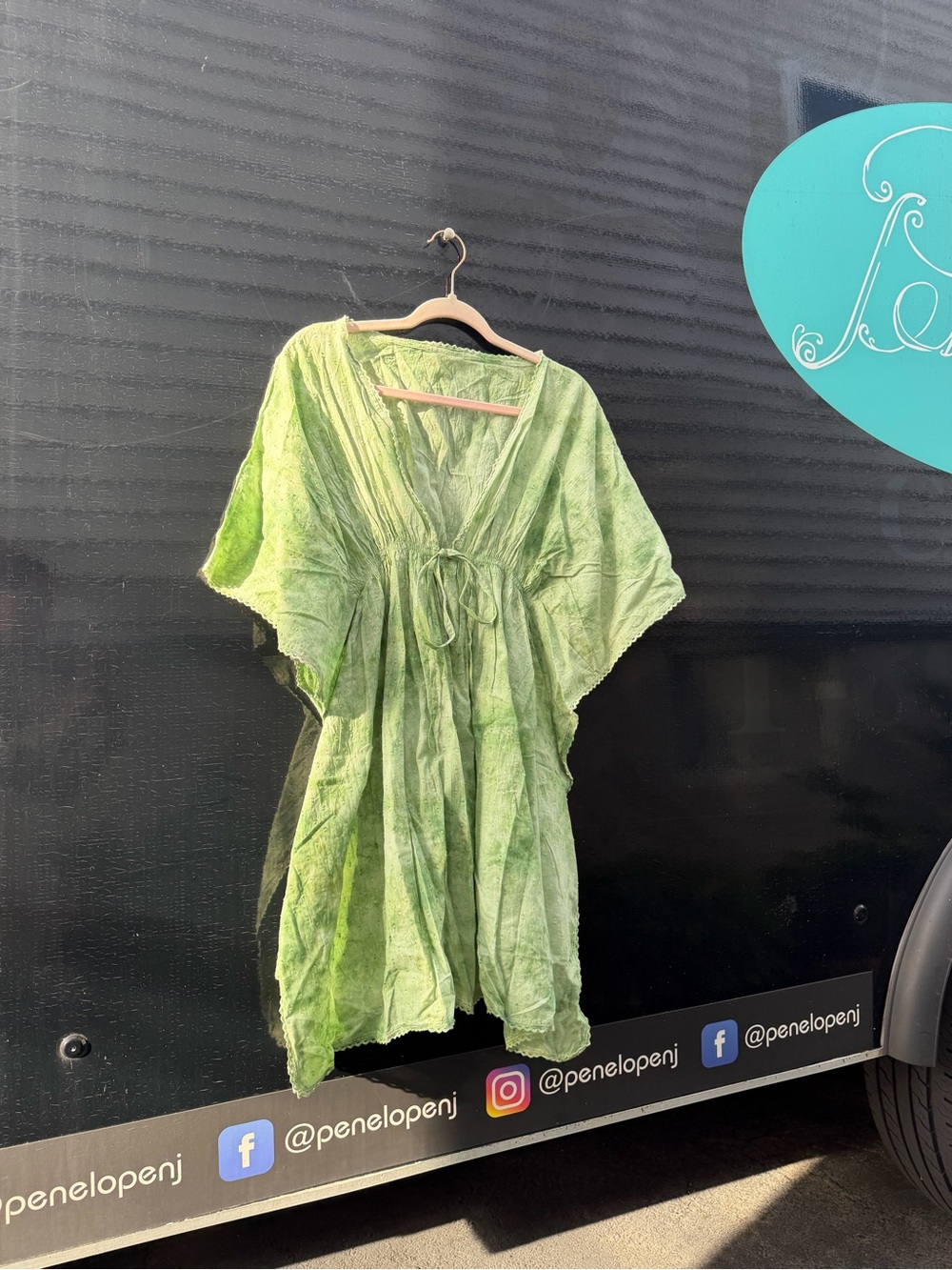 Lightweight Green Women's Swim Coverup with Tie Waist
